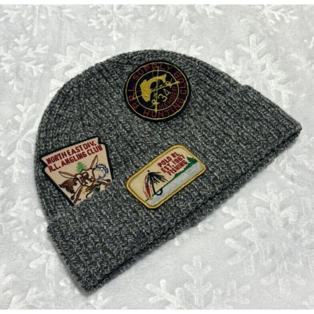 NWT POLO Ralph Lauren ANGLING CLUB KNIT BEANIE Cuff HEATHER Adult Wool Cap LMTD